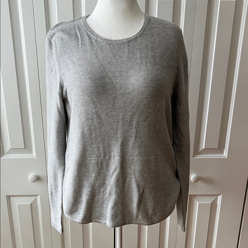 Light Gray Textured Long Sleeve Sweater